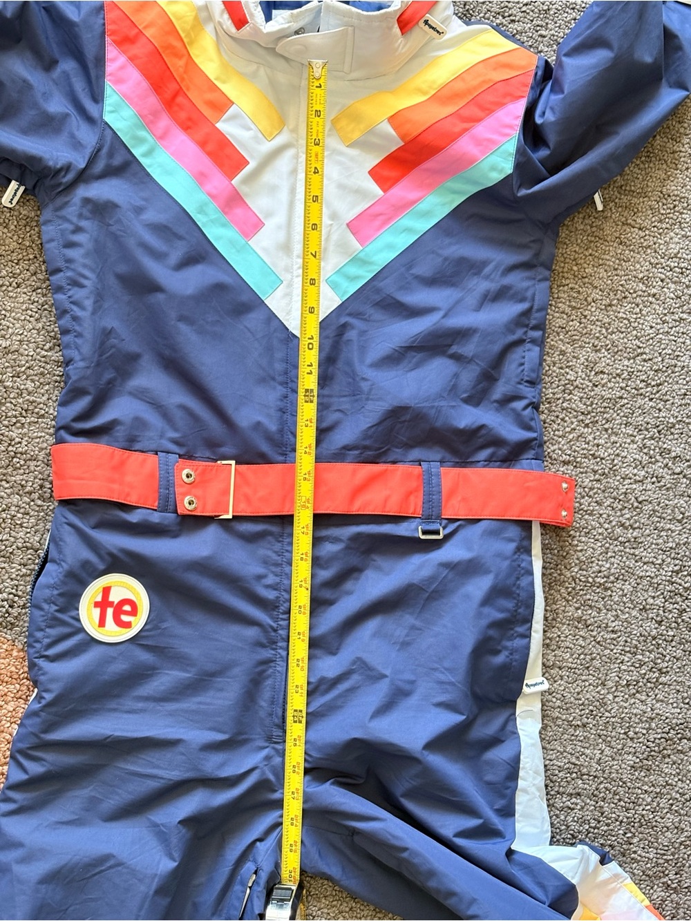 Tipsy Elves Women M Shredder Snowboard Ski suit Rainbow Retro Winter Joy - Picture 4 of 10